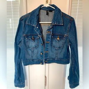 Women’s Size 10 Crop Length Denim Jacket with Bling Bling ✨